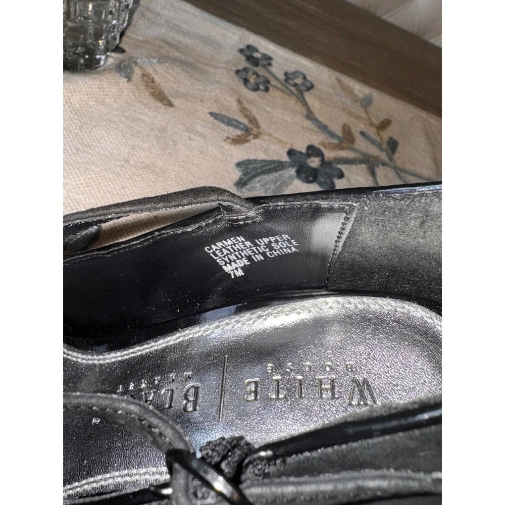 White House Black Market Black Suede‎ Heels Pumps Rhinestone Accents Size 7M